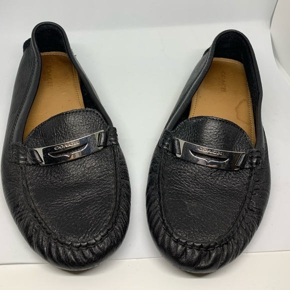 Coach Nola black leather driving shoes size-8B - Picture 1 of 5